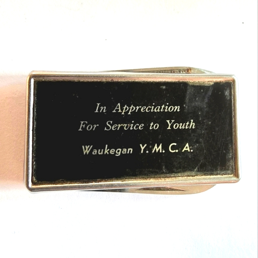 Vintage Money Clip Waukegan Y.M.C.A. silver tone